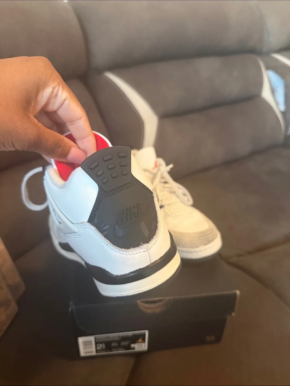 Jordan 4 retro Kids White, Grey & Red Retro Sneakers